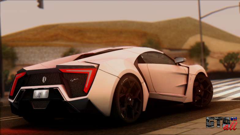 W Motors Lykan Hypersport 2013 для GTA San Andreas вид сзади