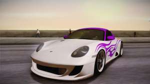 Ruf RK Coupe (987) 2007 HQLM для GTA San Andreas бело-фиолетовая