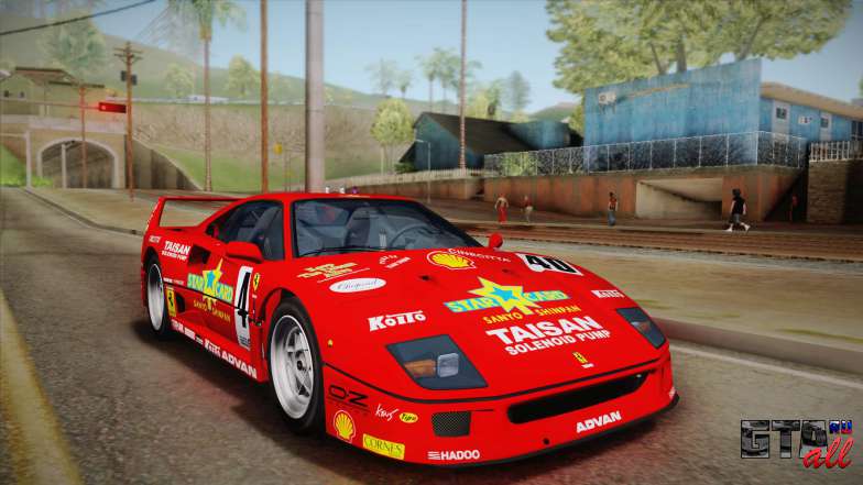 Ferrari F40 (US-Spec) 1989 HQLM для GTA San Andreas с наклейками спонсоров