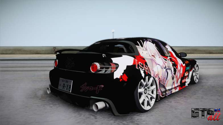 Mazda RX-8 VIP Stance Shimakaze Itasha  для GTA San Andreas вид сзади