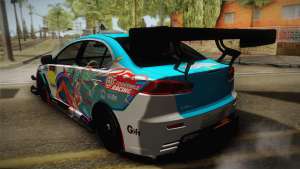 Mitsubishi Lancer Evolution X 2008 Racing Miku для GTA San Andreas вид сзади