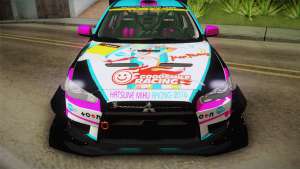 Mitsubishi Lancer Evolution X 2008 Racing Miku для GTA San Andreas капот