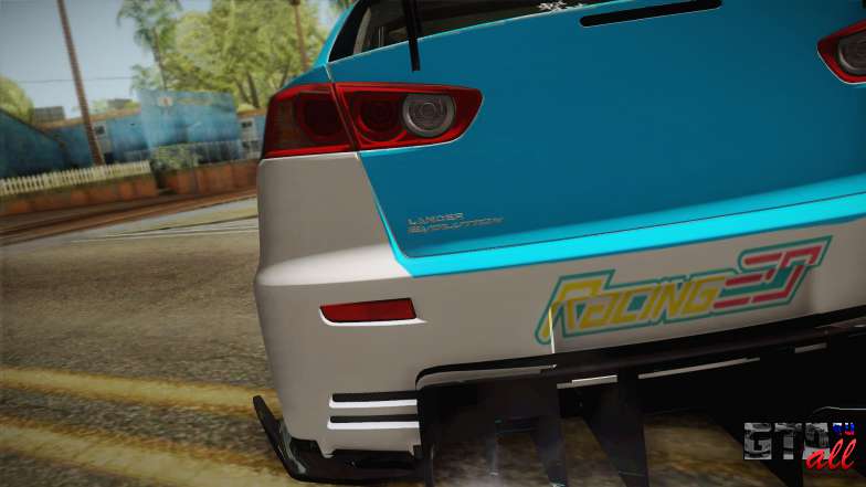 Mitsubishi Lancer Evolution X 2008 Racing Miku для GTA San Andreas задние фары