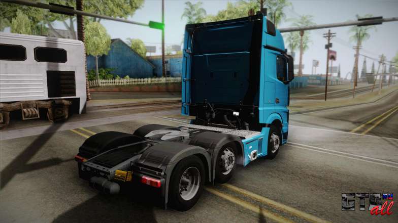 Mercedes-Benz Actros Mp4 6x2 v2.0 Gigaspace для GTA San Andreas вид сзади