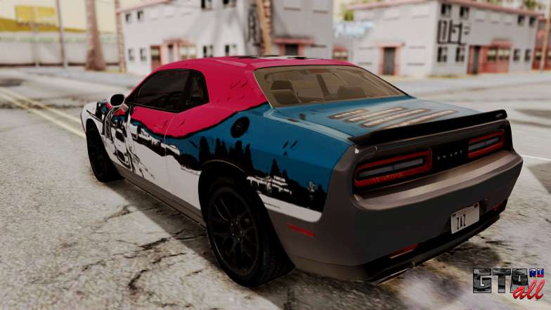 Dodge Challenger SRT Hellcat 2015 HQLM PJ для GTA San Andreas разноцветная покраска сзади