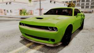 Dodge Challenger SRT Hellcat 2015 HQLM PJ для GTA San Andreas зеленая раскраска вид спереди