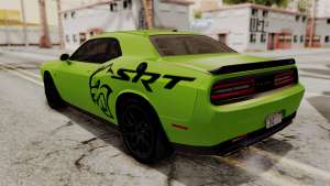 Dodge Challenger SRT Hellcat 2015 HQLM PJ для GTA San Andreas зеленая раскраска вид сзади