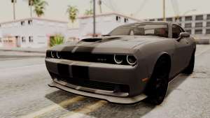 Dodge Challenger SRT Hellcat 2015 HQLM PJ для GTA San Andreas серая покраска с полосами