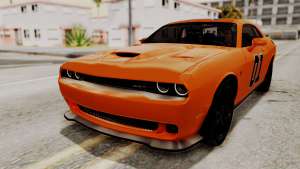 Dodge Challenger SRT Hellcat 2015 HQLM PJ для GTA San Andreas оранжевый цвет