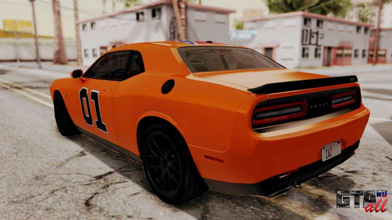 Dodge Challenger SRT Hellcat 2015 HQLM PJ для GTA San Andreas оранжевый цвет сзади