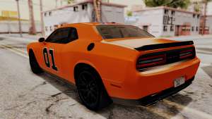 Dodge Challenger SRT Hellcat 2015 HQLM PJ для GTA San Andreas оранжевый цвет сзади