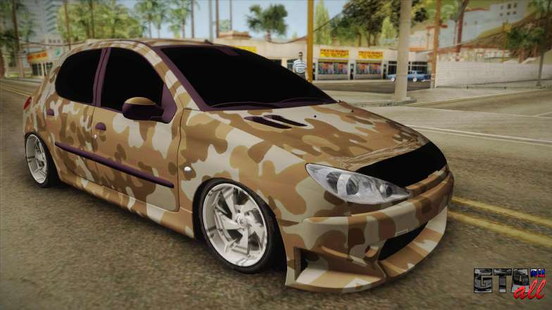 Peugeot 206 Army для GTA San Andreas вид спереди