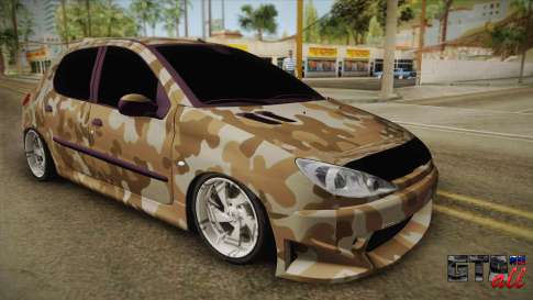 Peugeot 206 Army для GTA San Andreas вид спереди