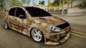 Peugeot 206 Army для GTA San Andreas вид спереди