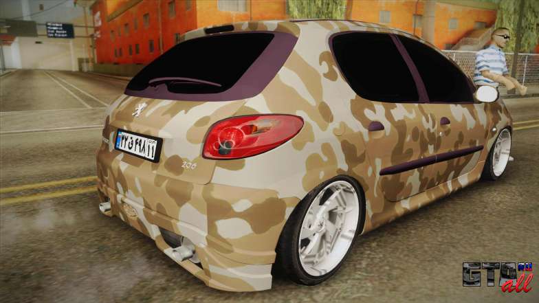 Peugeot 206 Army для GTA San Andreas вид сзади