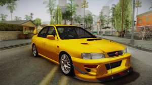 Subaru Impreza WRX STI GC8 1999 v1.0 для GTA San Andreas желтого цвета вид спереди