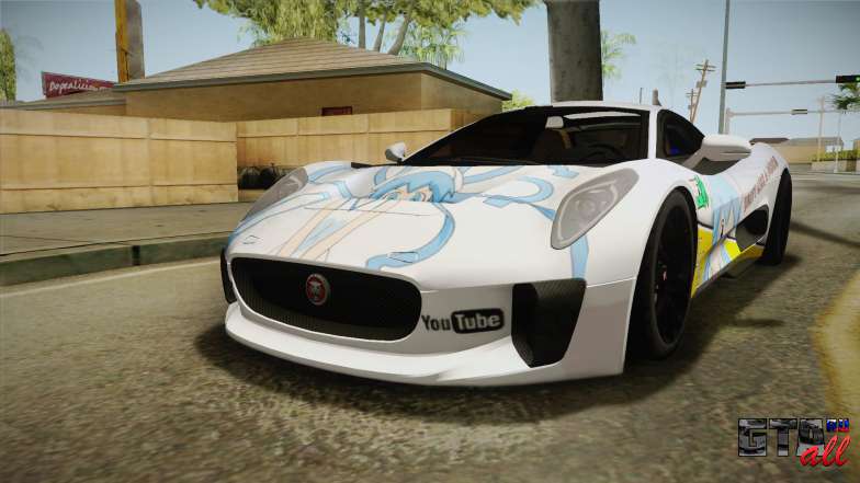 Jaguar C-X75 Ika Musume Itasha для GTA San Andreas вид спереди