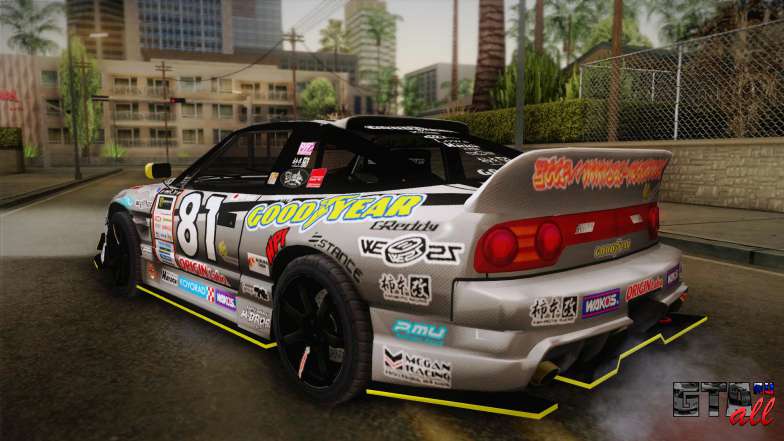 D1GP Nissan 180SX BWest Origin Labo для GTA San Andreas вид сзади