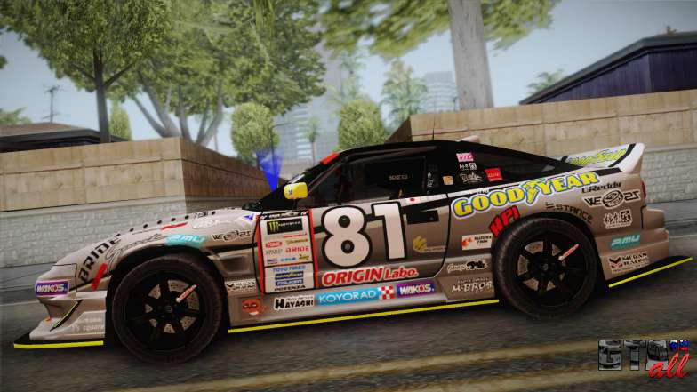 D1GP Nissan 180SX BWest Origin Labo для GTA San Andreas вид сзади