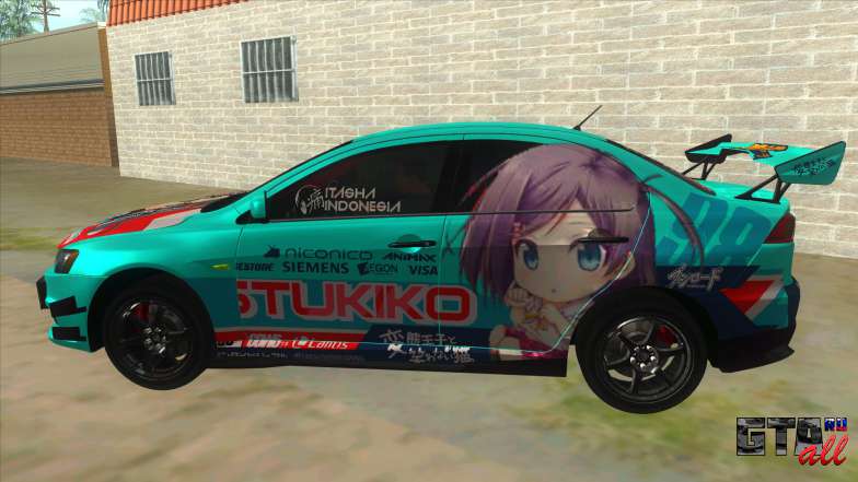 Tsukiko Itasha Evo X Vinyl для GTA San Andreas вид сбоку