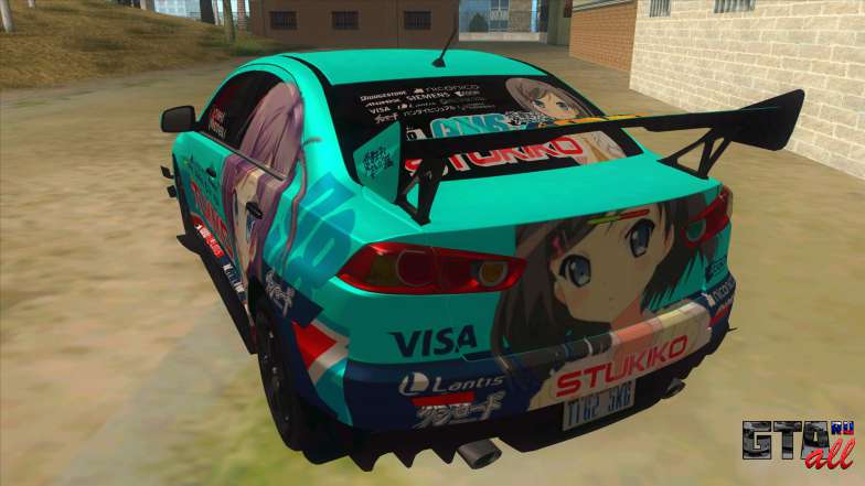 Tsukiko Itasha Evo X Vinyl для GTA San Andreas вид сзади