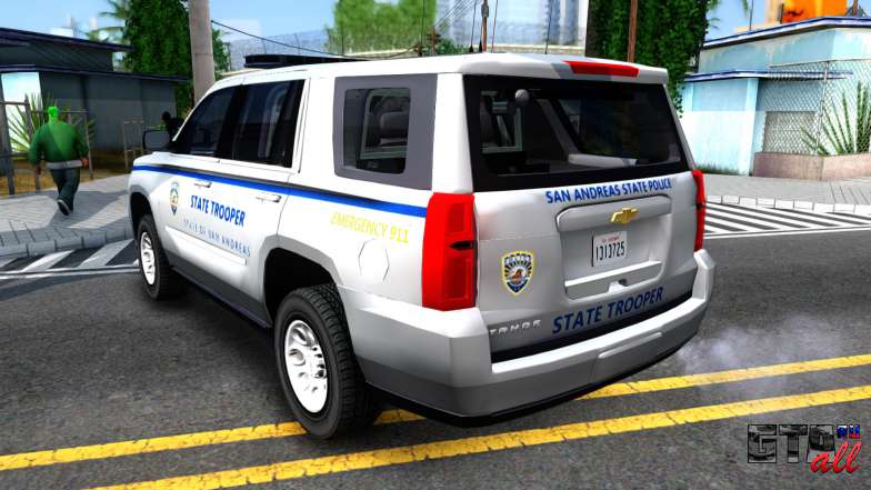 2015 Chevy Tahoe San Andreas State Trooper для GTA San Andreas вид сзади