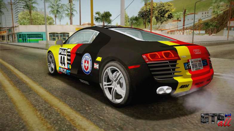 Audi R8 Coupe 4.2 FSI quattro US-Spec v1.0.0 YCH для GTA San Andreas желтая покраска сзади