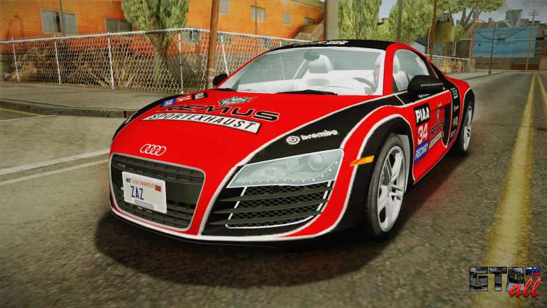 Audi R8 Coupe 4.2 FSI quattro US-Spec v1.0.0 YCH для GTA San Andreas красный