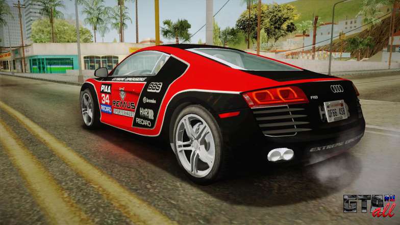 Audi R8 Coupe 4.2 FSI quattro US-Spec v1.0.0 YCH для GTA San Andreas красный сзади