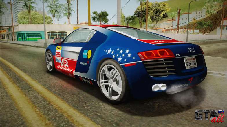 Audi R8 Coupe 4.2 FSI quattro US-Spec v1.0.0 YCH для GTA San Andreas синий сзади