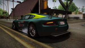 Aston Martin Racing DBRS9 GT3 2006 v1.0.6 Dirt для GTA San Andreas зеленая покраска вид сзади