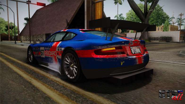 Aston Martin Racing DBRS9 GT3 2006 v1.0.6 Dirt для GTA San Andreas синяя покраска вид сзади