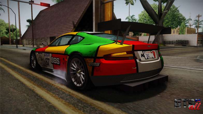 Aston Martin Racing DBRS9 GT3 2006 v1.0.6 Dirt для GTA San Andreas спортивная покраска вид сзади