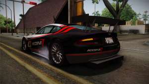 Aston Martin Racing DBRS9 GT3 2006 v1.0.6 Dirt для GTA San Andreas черно-белая покраска вид сзади