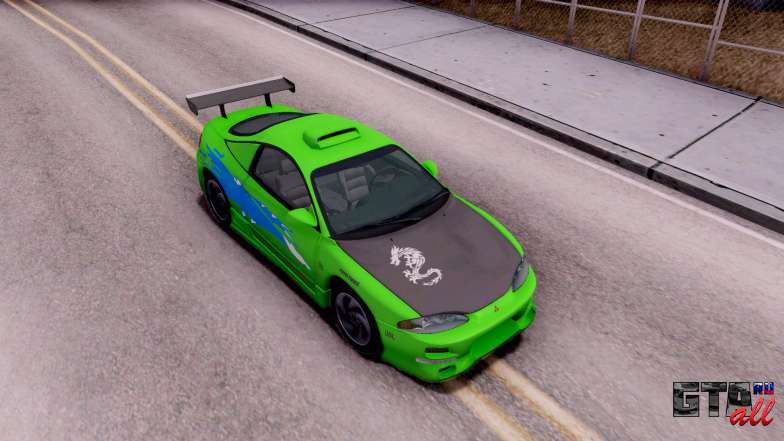 Mitsubishi Eclipse GST 1995 для GTA San Andreas зеленая покраска