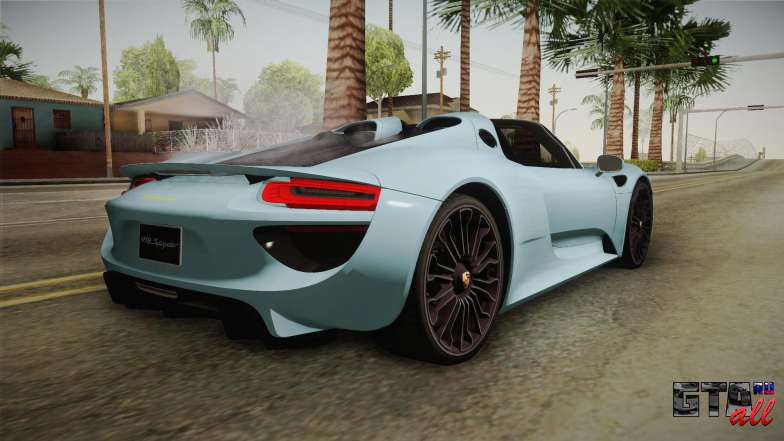 Porsche 918 Spyder для GTA San Andreas вид сзади