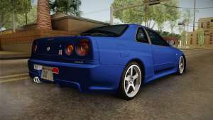 Nissan Skyline GT-R34 Tunable для GTA San Andreas вид сзади