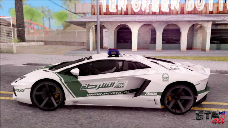 Lamborghini Aventador LP700-4 Dubai HS Police для GTA San Andreas в профиль