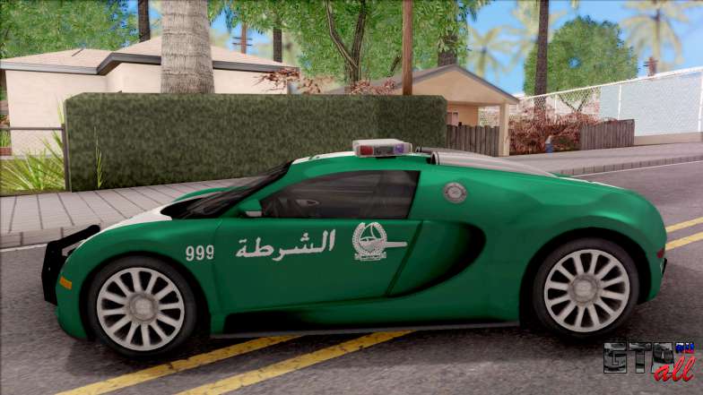 Bugatti Veyron Dubai High Speed Police для GTA San Andreas вид сбоку