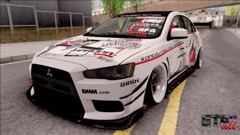 Mitsubishi Lancer Evolution X KC Itasha для GTA San Andreas вид спереди