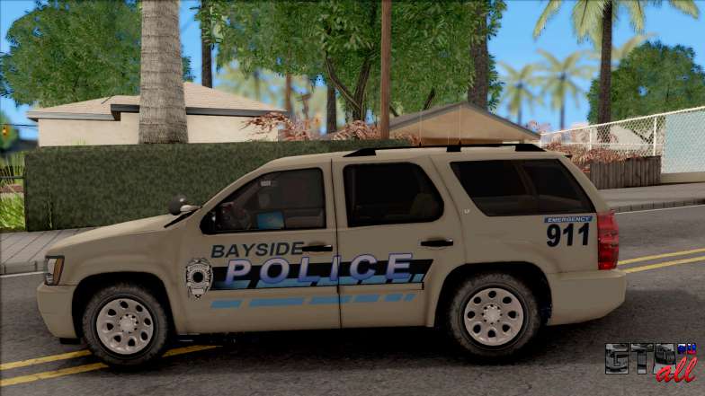 Chevrolet Tahoe Bayside Police Department 2010 для GTA San Andreas вид сбоку