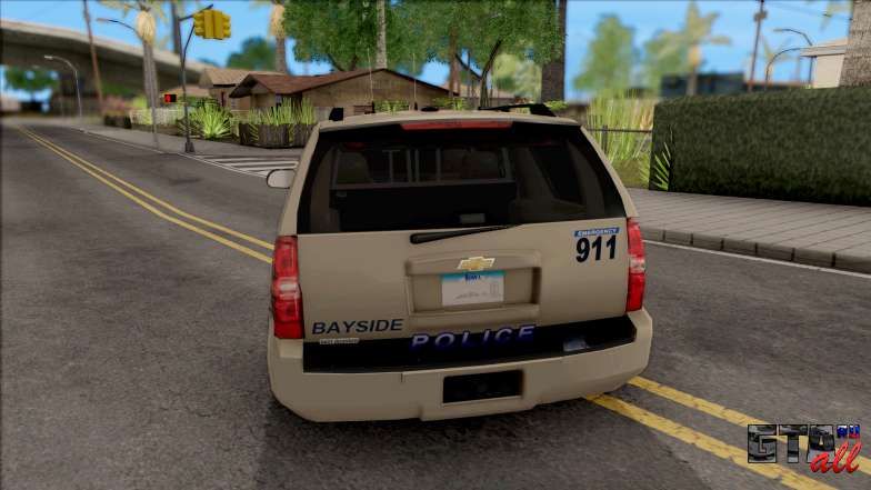 Chevrolet Tahoe Bayside Police Department 2010 для GTA San Andreas вид сзади