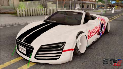 Audi R8 Spyder Angel Beats для GTA San Andreas вид спереди