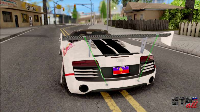 Audi R8 Spyder Angel Beats для GTA San Andreas вид сзади