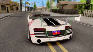 Audi R8 Spyder Angel Beats для GTA San Andreas вид сзади