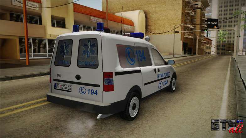 Opel Combo Ambulance для GTA San Andreas вид сзади