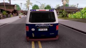 Volkswagen Transporter Spanish Police для GTA San Andreas вид сзади