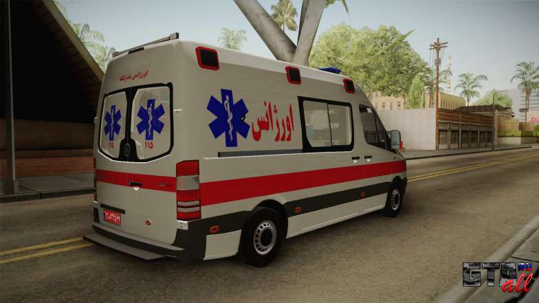 Mercedes-Benz Sprinter Iranian Ambulance для GTA San Andreas вид сзади