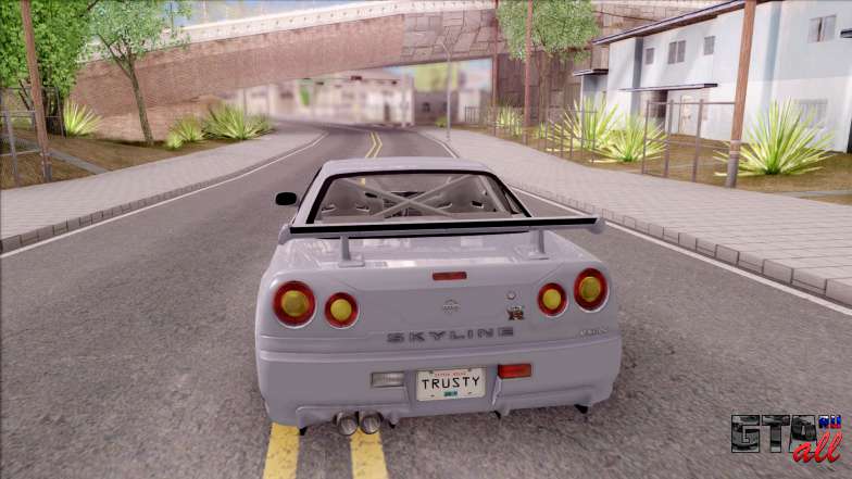 Nissan Skyline GT-R R34 Vspec Stock для GTA San Andreas вид сзади