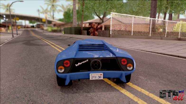 Pegassi Infernus для GTA San Andreas вид сзади